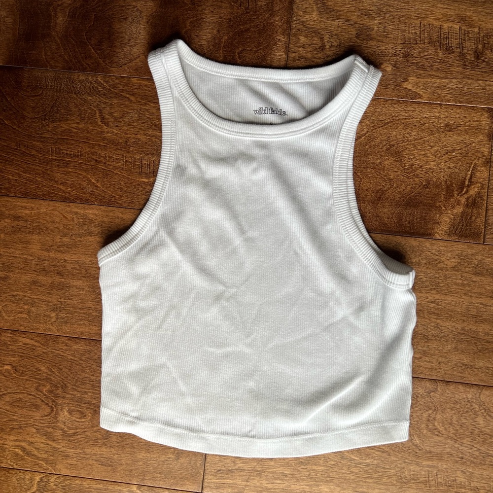 Wild Fable White Cropped Fitted Tank Top